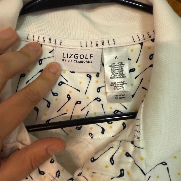 Y2K Liz Clairborne Liz Golf golf club print cotton polo size small - Picture 4 of 7